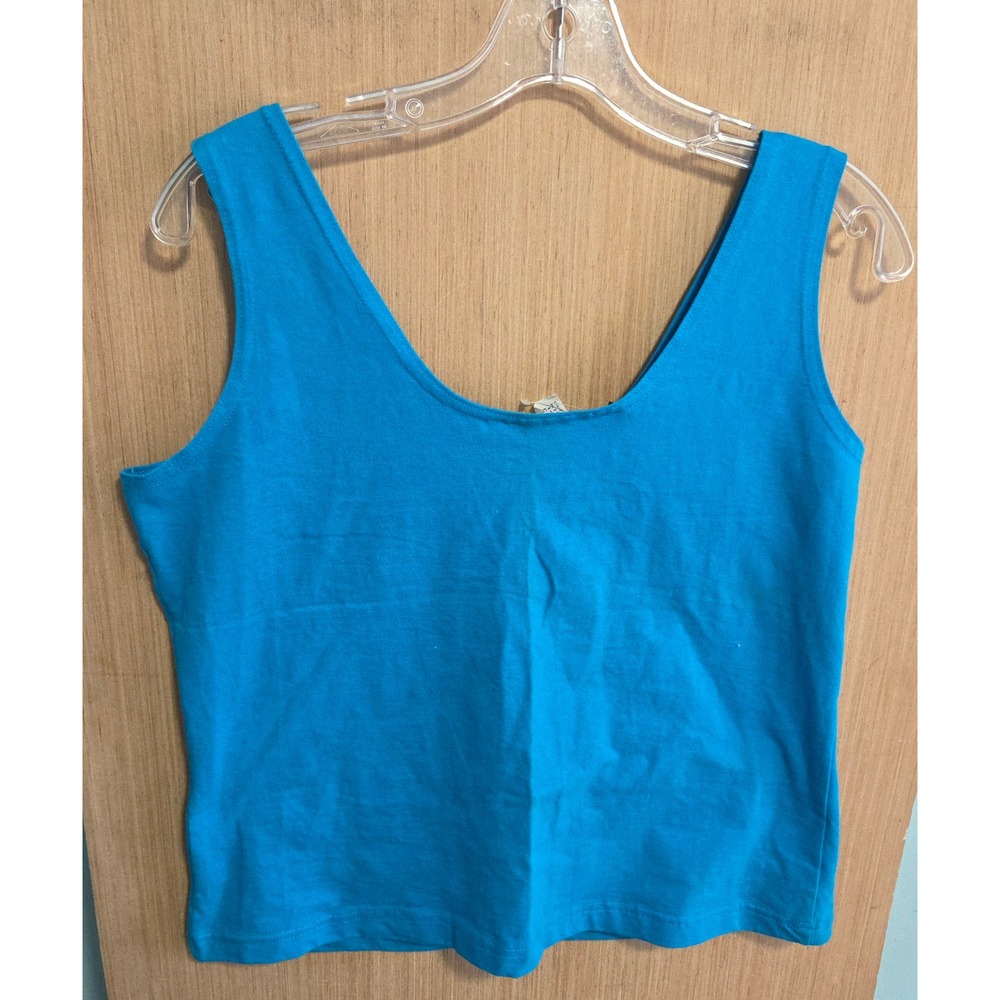 Katelyn Rose Vintage Turquoise Blue Scoop Neck Tank Top Womens Large Made in USA - Picture 3 of 4